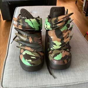 Jeremy Scott Green and Brown Statement Boots